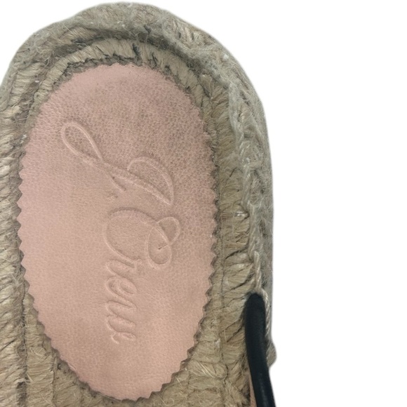 J. Crew Black Leather Slip On Espadrilles Mules Shoes Women SZ 7.5 Preppy Boho - Picture 7 of 13